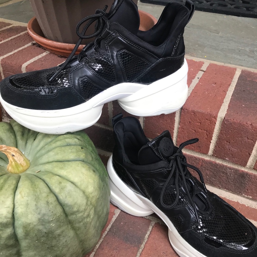 Micheal Kors Olympia Sneakers Black Size 9M - Picture 14 of 16